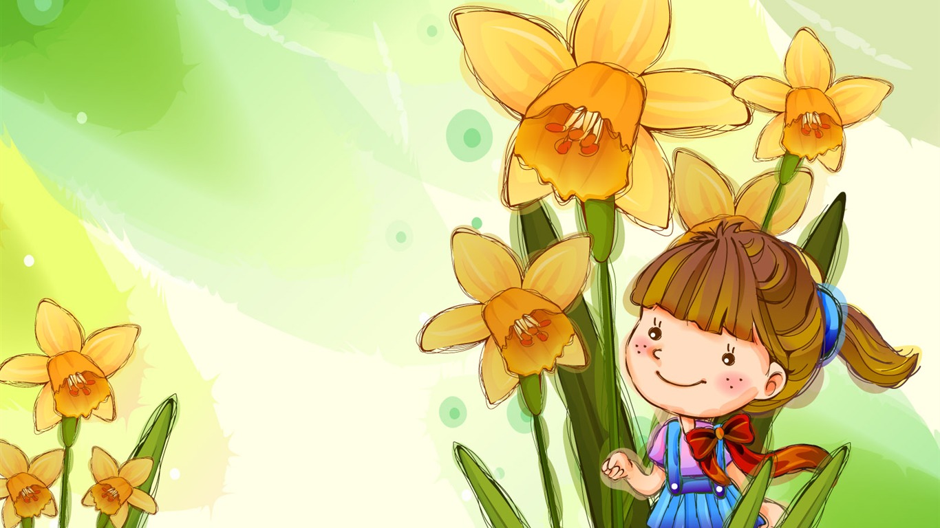矢量快樂兒童壁紙(一) #16 - 1366x768