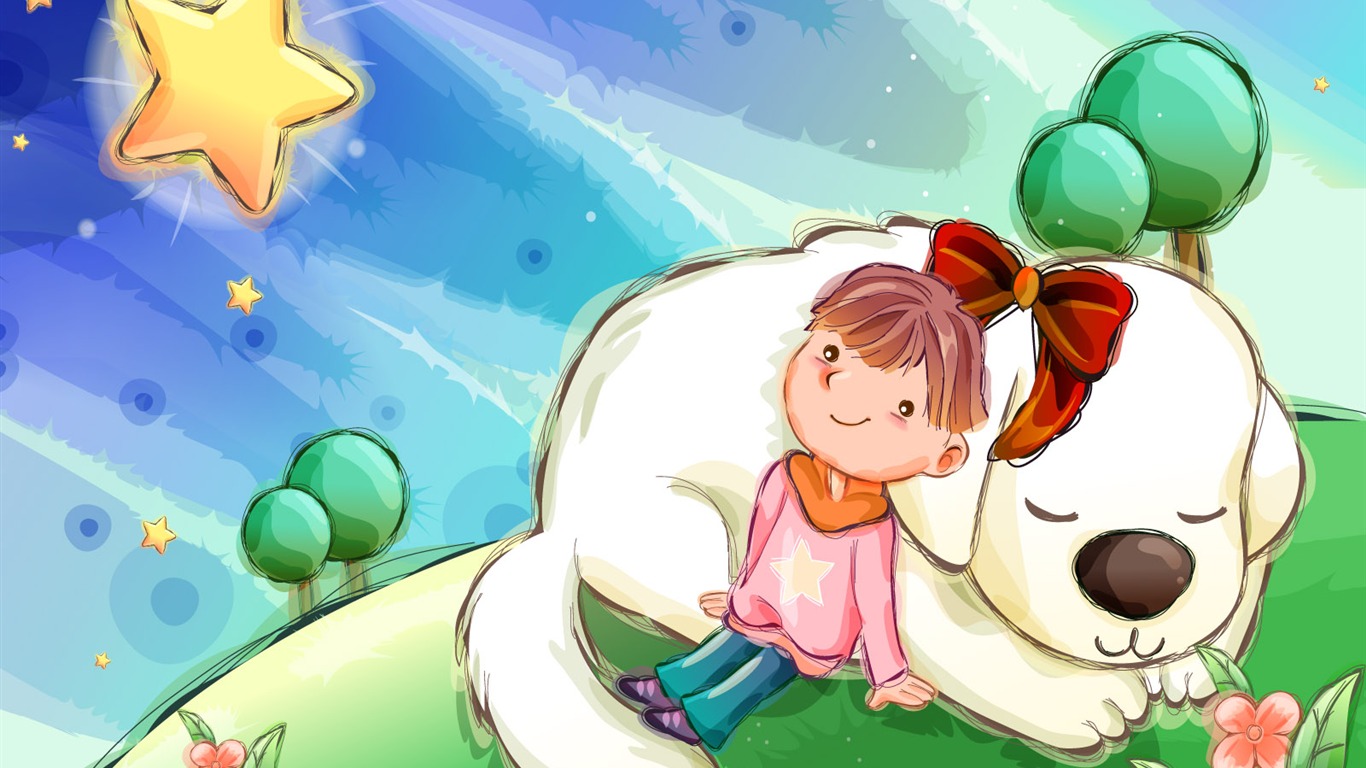 矢量快樂兒童壁紙(一) #17 - 1366x768