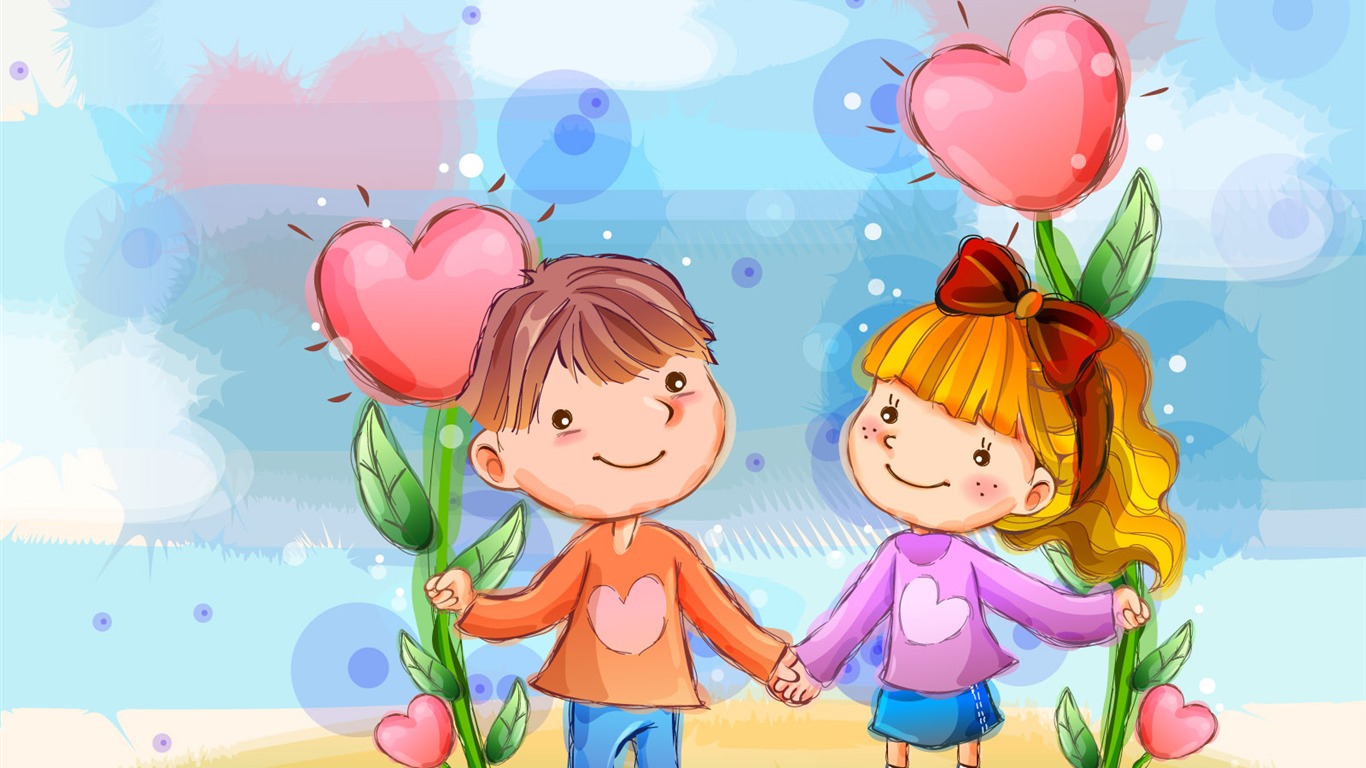 Vector children's Happy Wallpaper (1) #19 - 1366x768