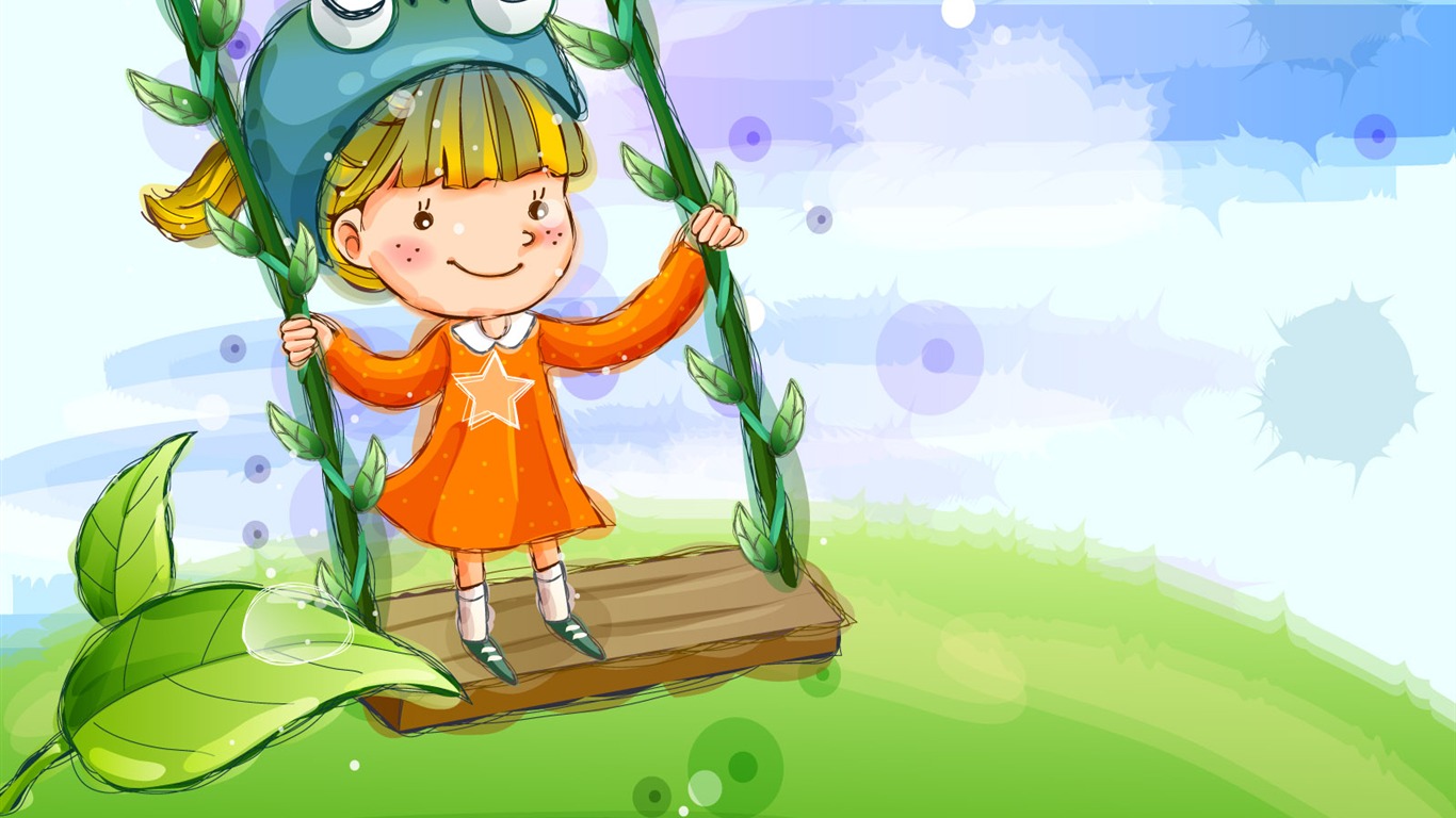 Vector children's Happy Wallpaper (1) #20 - 1366x768