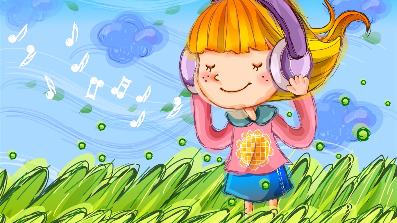 矢量快樂兒童壁紙(二) #2 - 1366x768