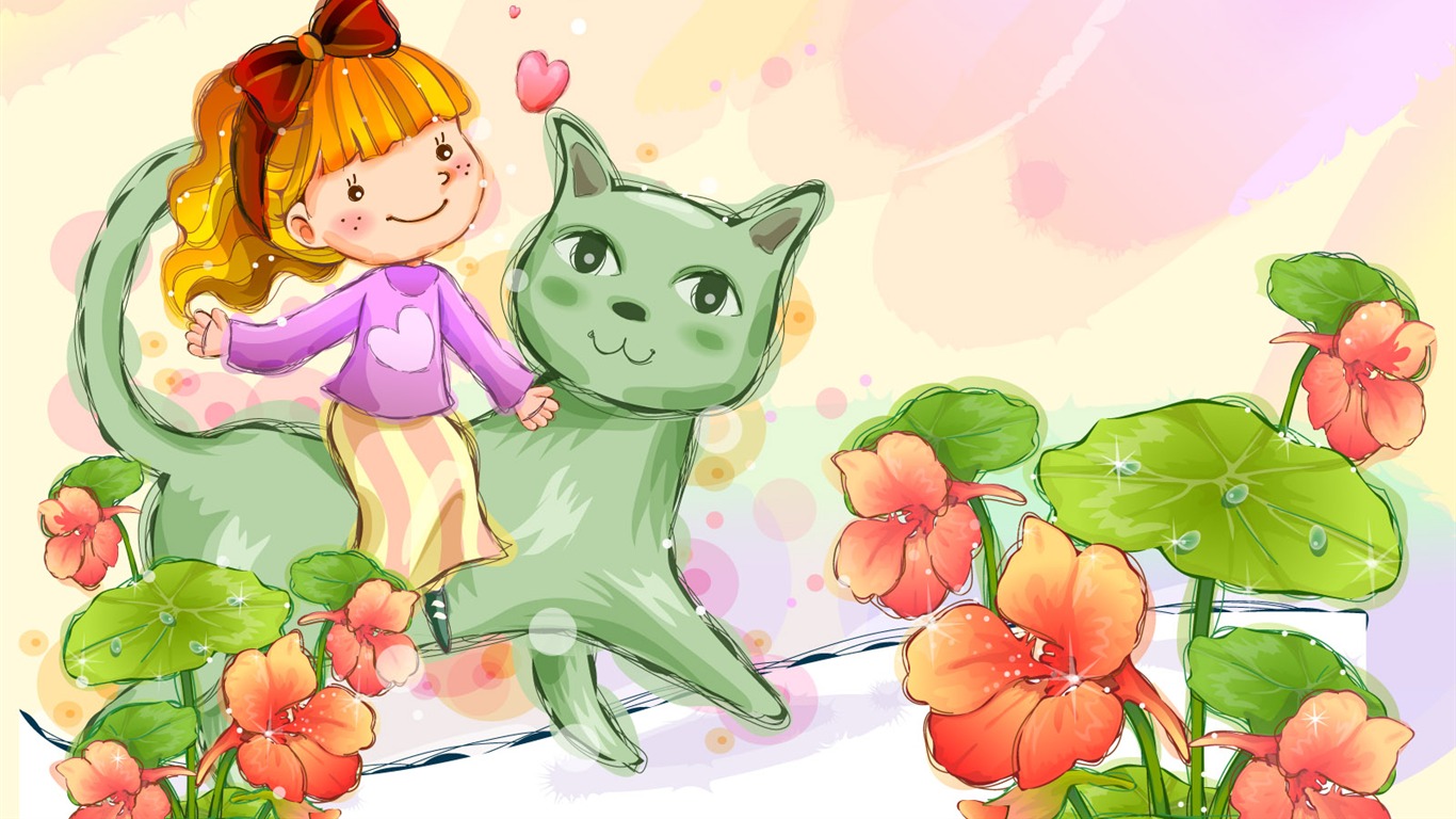 Vector children's Happy Wallpaper (2) #6 - 1366x768