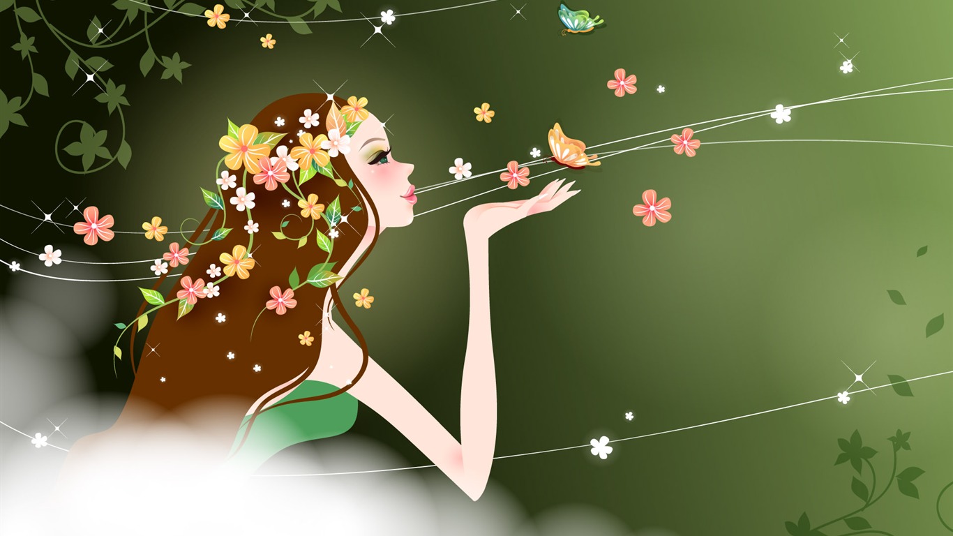 矢量女人花壁紙專輯(四) #2 - 1366x768
