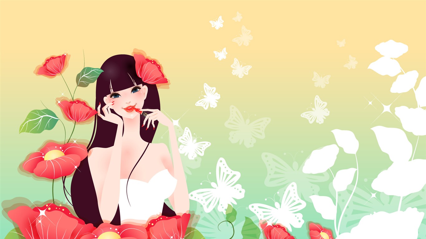 Vector happy childhood Wallpaper (4) #9 - 1366x768