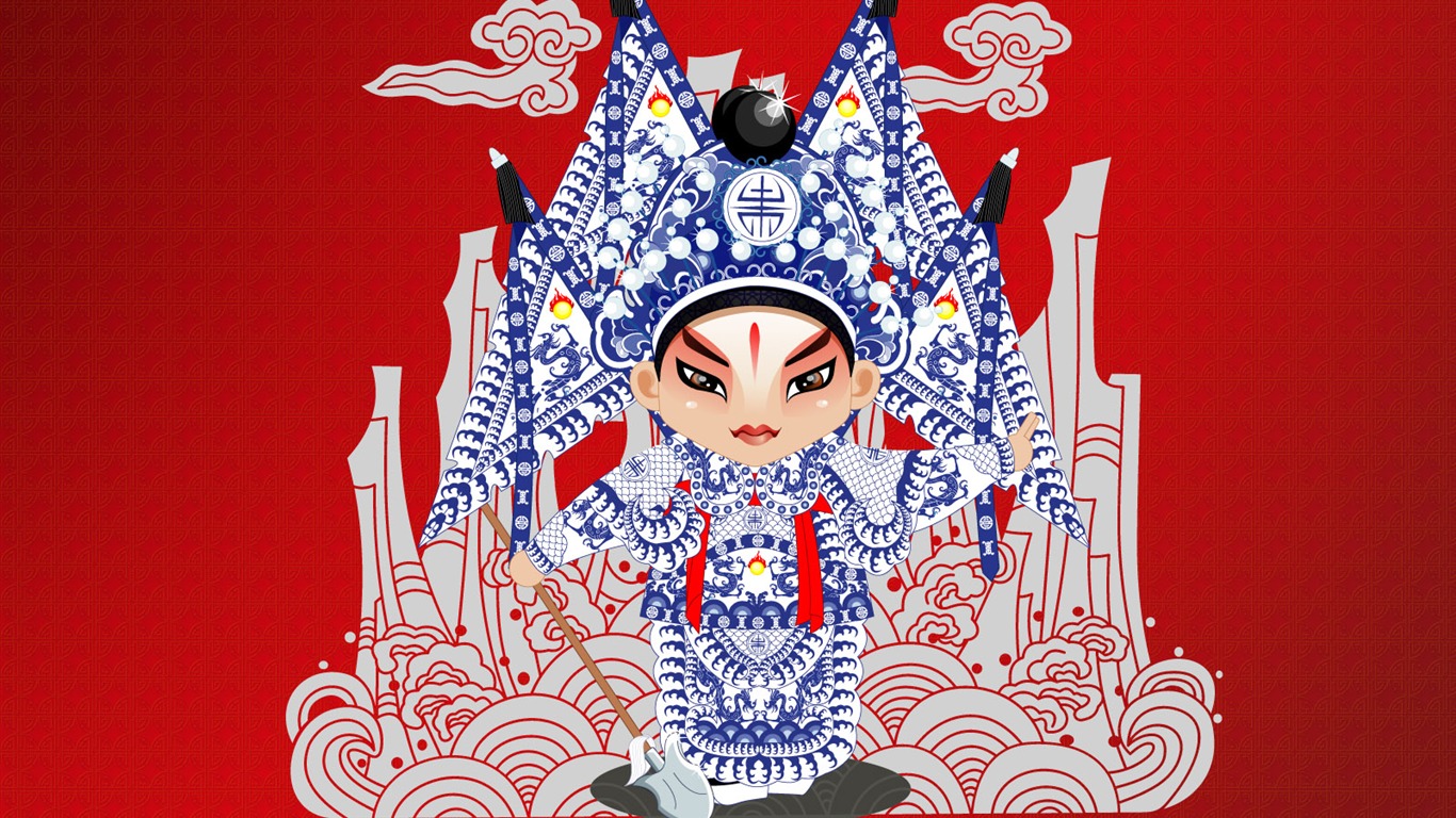 矢量京劇人物壁紙 #3 - 1366x768
