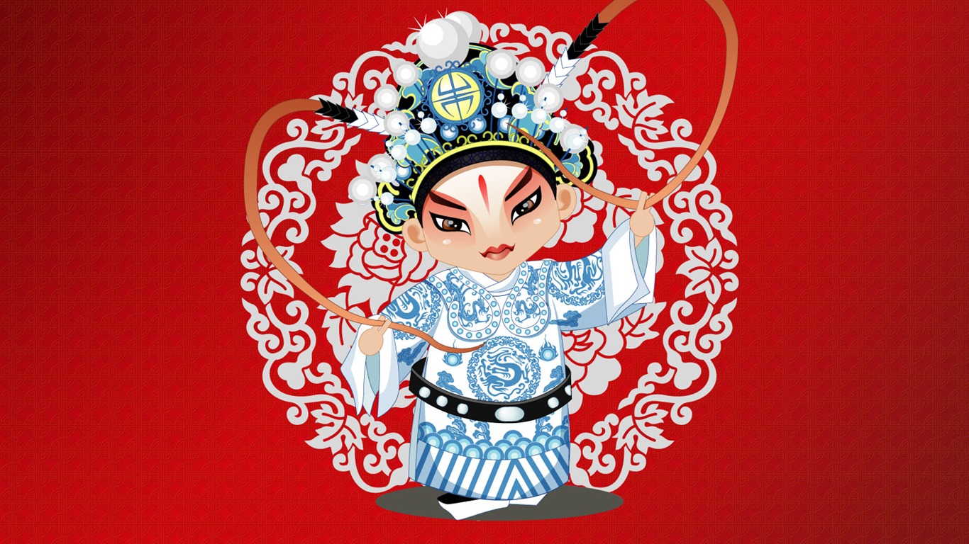 矢量京劇人物壁紙 #7 - 1366x768