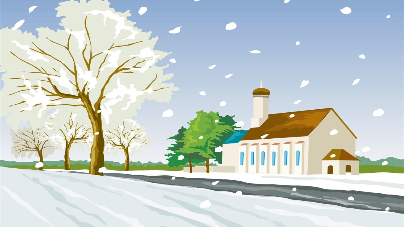 Vector Winter Wallpaper #12 - 1366x768