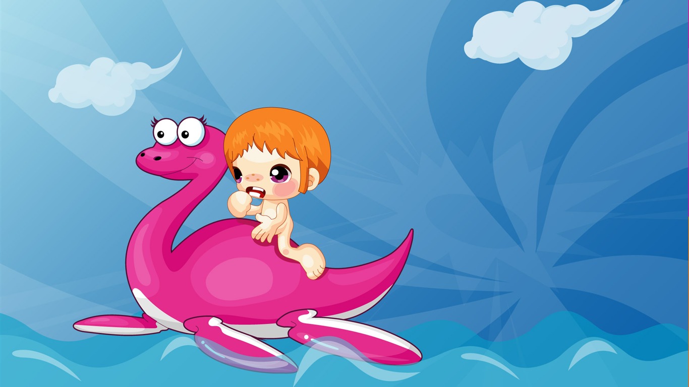 Vector Cartoon Child Wallpaper (1) #7 - 1366x768