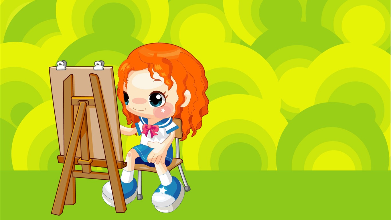 Vector Cartoon Child Wallpaper (1) #9 - 1366x768