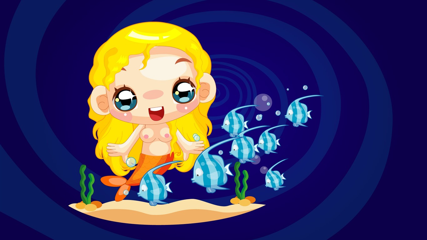 Vector Cartoon Child Wallpaper (1) #13 - 1366x768