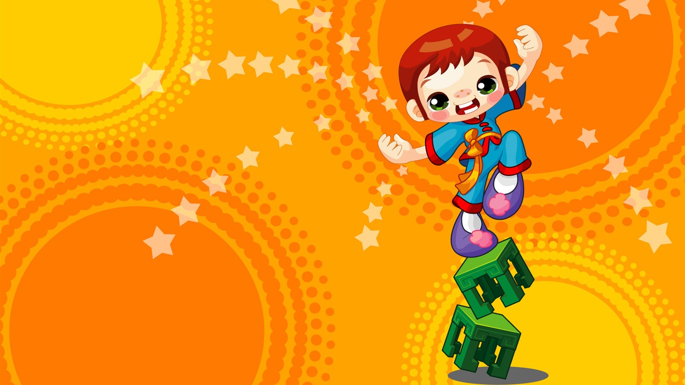 Vector Cartoon Child Wallpaper (1) #16 - 1366x768