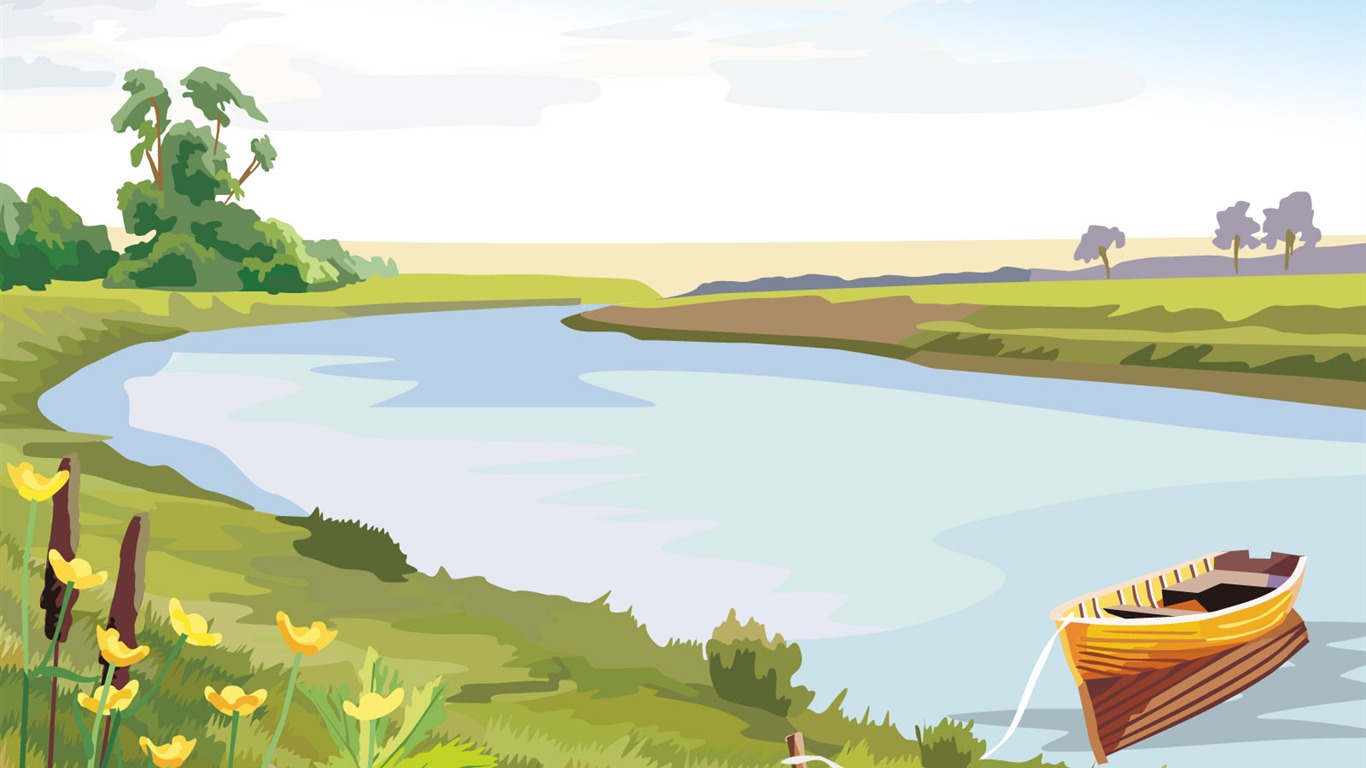 Tapety Vektorové Krajina (2) #4 - 1366x768