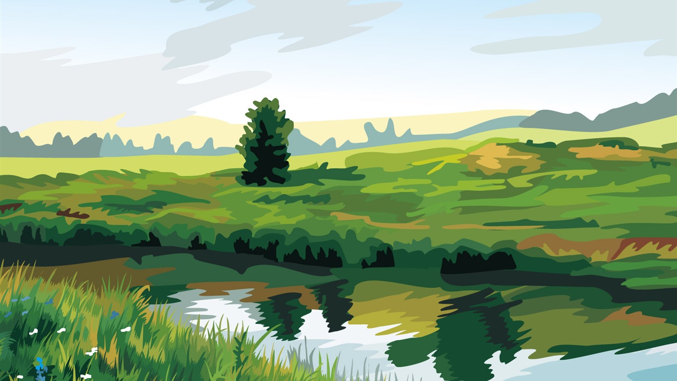 Vector Scenery Wallpapers (3) #1 - 1366x768