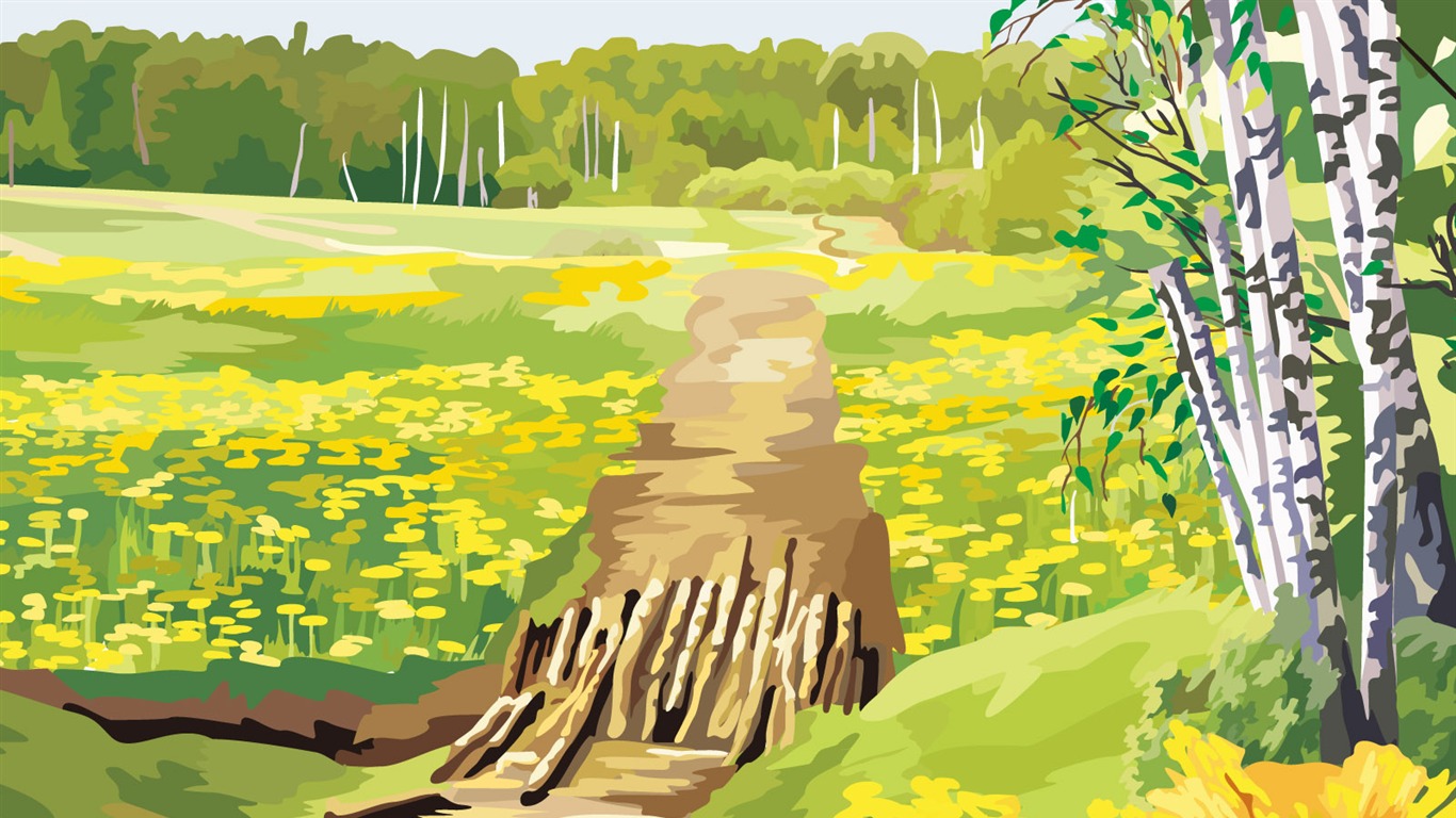 Tapety Vektorové Krajina (3) #10 - 1366x768