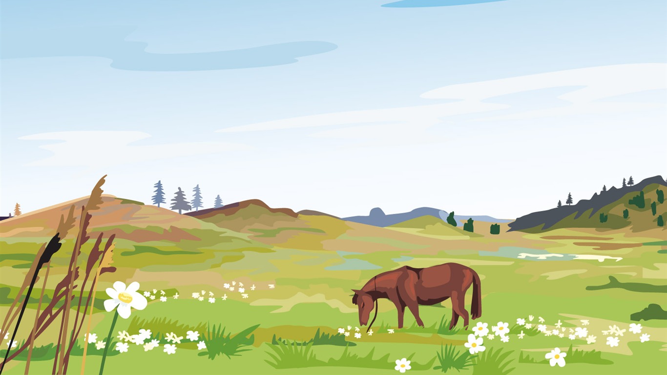 Tapety Vektorové Krajina (3) #18 - 1366x768
