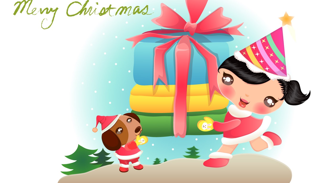 Vector Christmas wallpapers (2) #2 - 1366x768