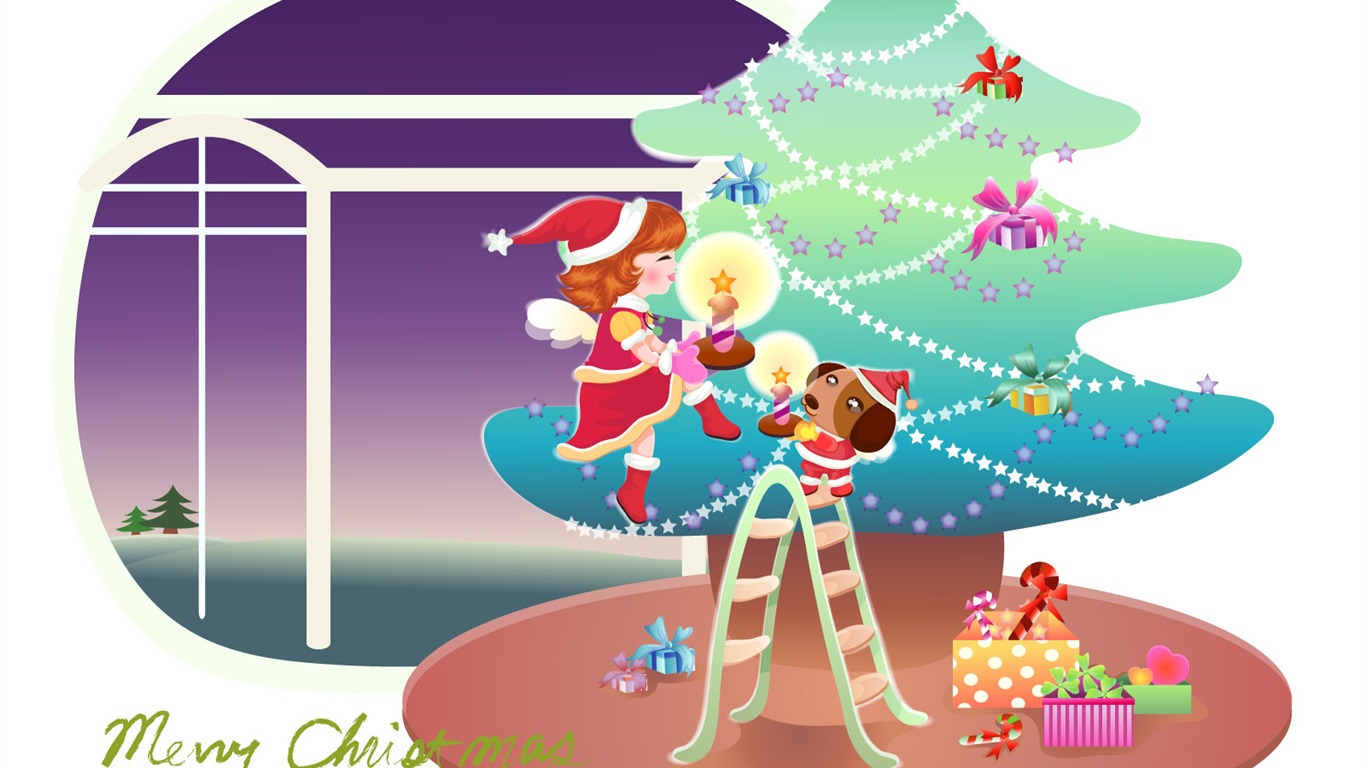 Vectorial de fondos de pantalla de Navidad (2) #8 - 1366x768