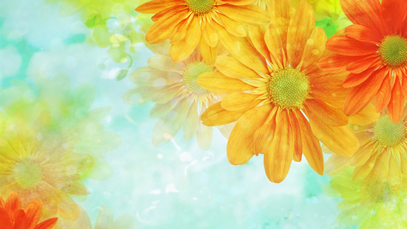 梦幻CG背景花卉壁纸2 - 1366x768