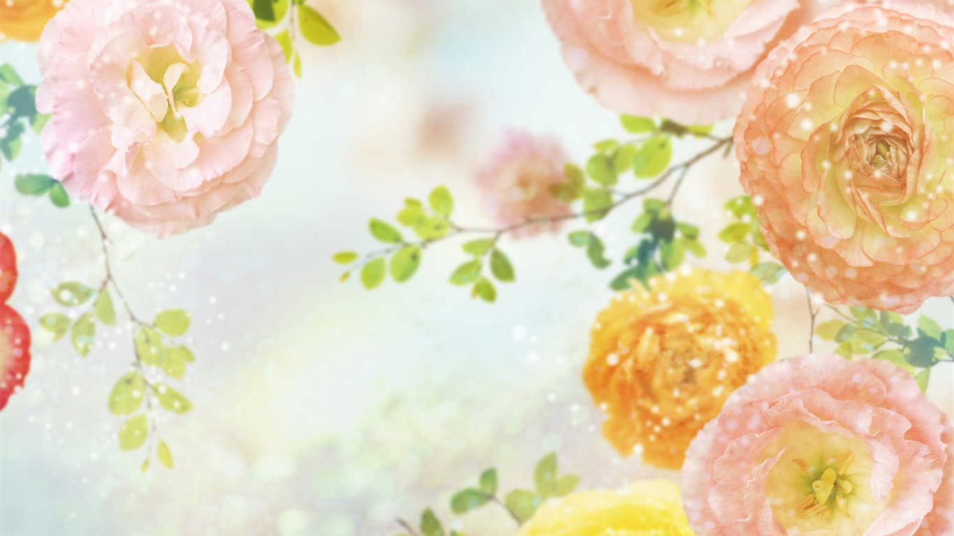 夢幻CG背景花卉壁紙 #8 - 1366x768