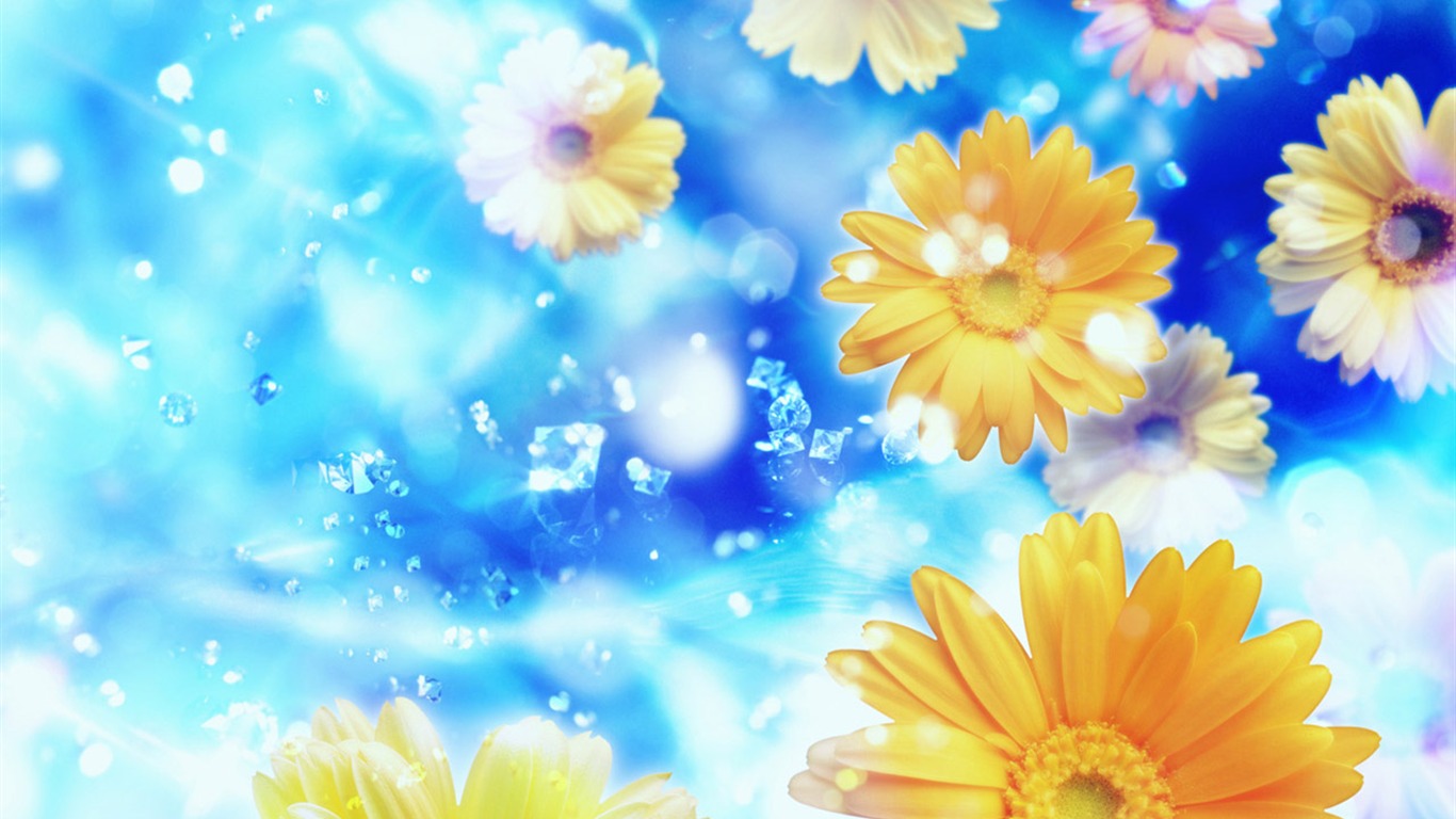 梦幻CG背景花卉壁纸11 - 1366x768