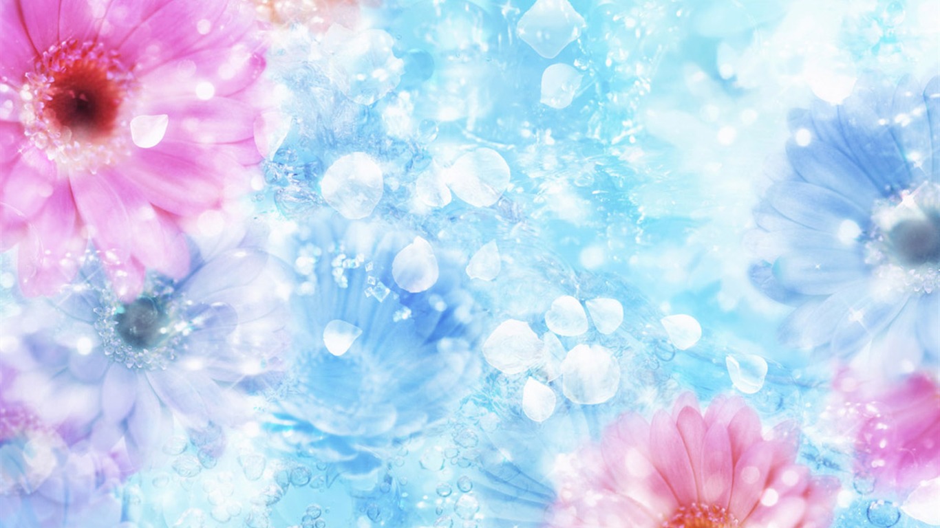 夢幻CG背景花卉壁紙 #13 - 1366x768