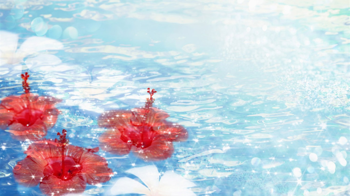 夢幻CG背景花卉壁紙 #19 - 1366x768