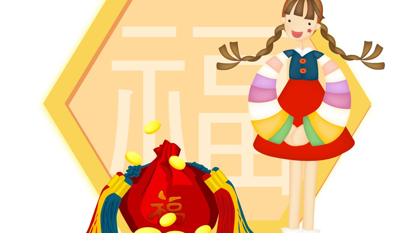矢量節日女孩壁紙 #19 - 1366x768