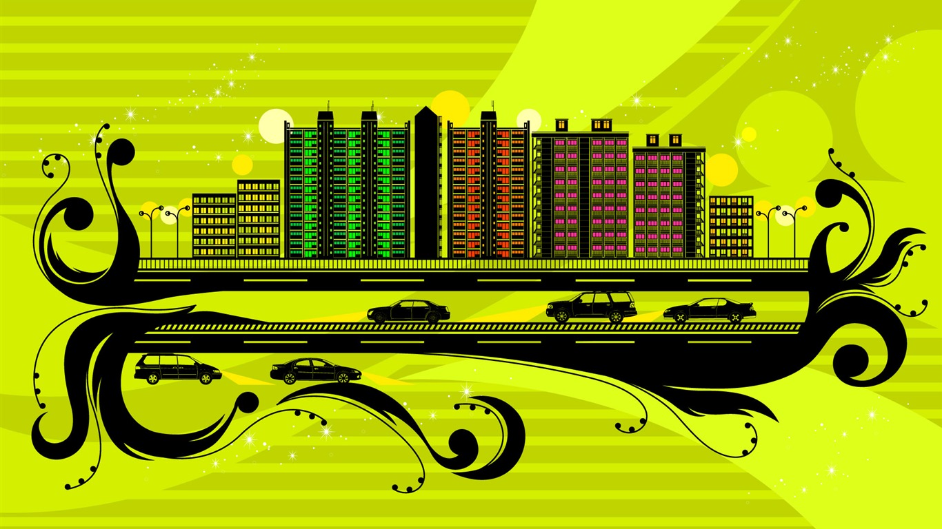 Vector pattern urban wallpaper (1) #27 - 1366x768