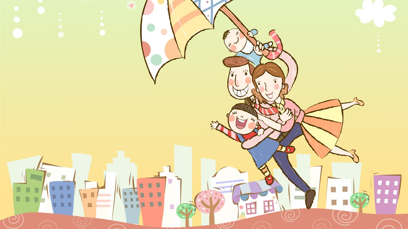 矢量幸福家庭壁紙 #5 - 1366x768