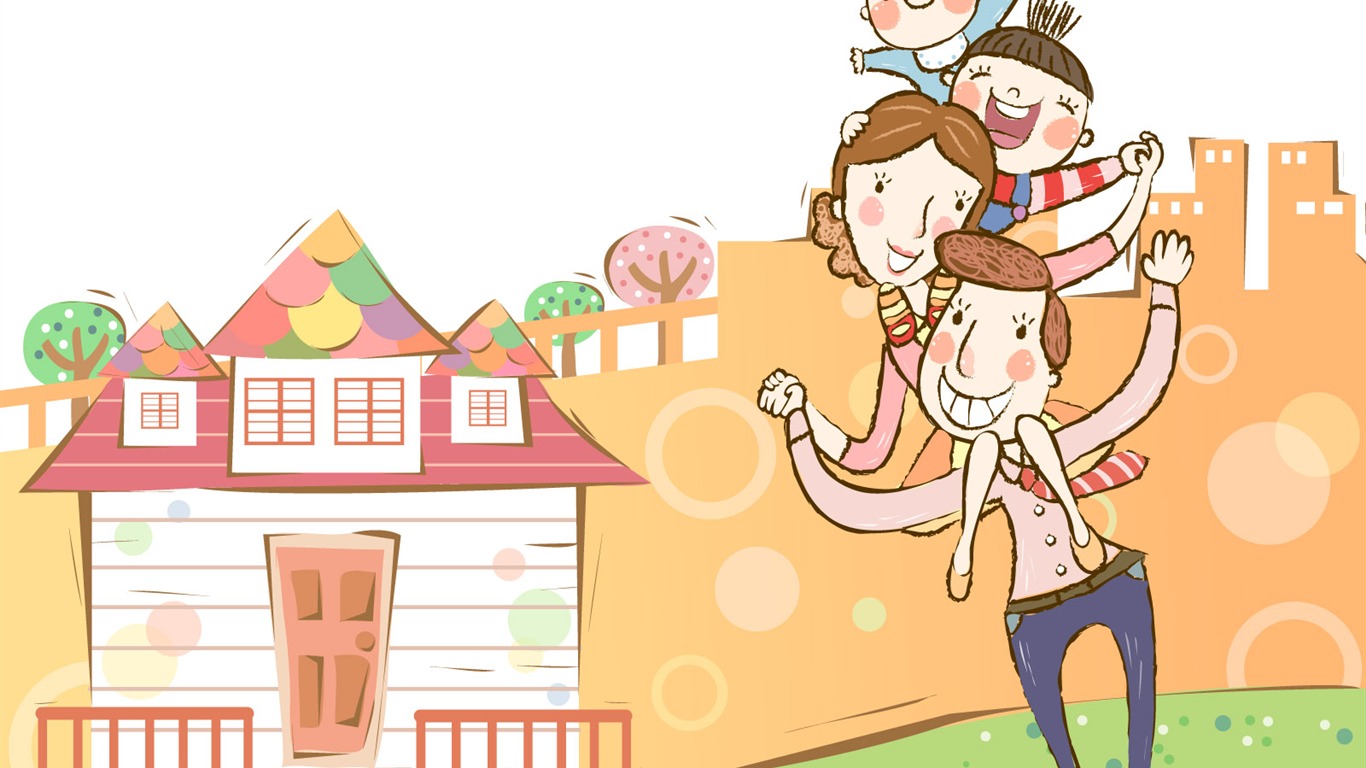 矢量幸福家庭壁紙 #6 - 1366x768