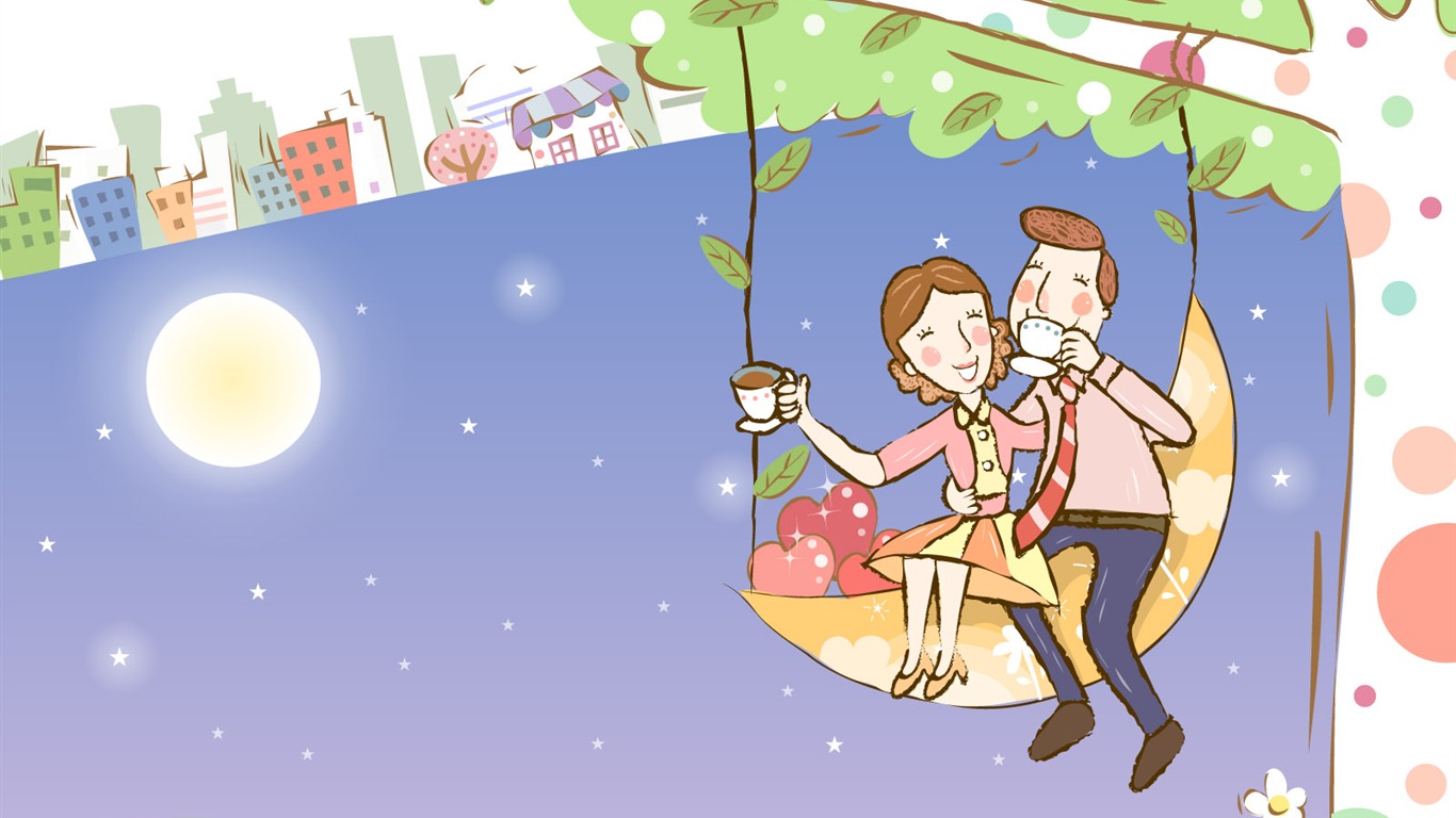 矢量幸福家庭壁紙 #39 - 1366x768