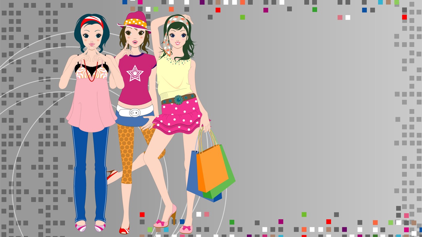 Vector urban women wallpaper (1) #6 - 1366x768