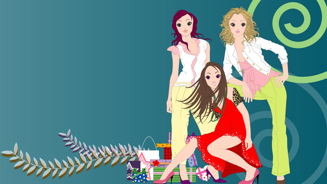 Vector Wallpaper femmes urbaines (1) #11 - 1366x768