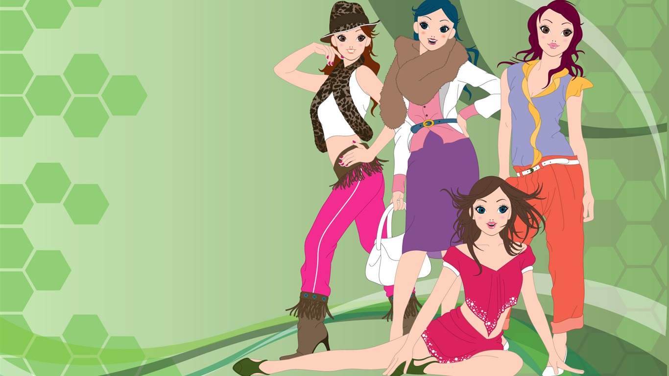 Vector urban women wallpaper (1) #19 - 1366x768