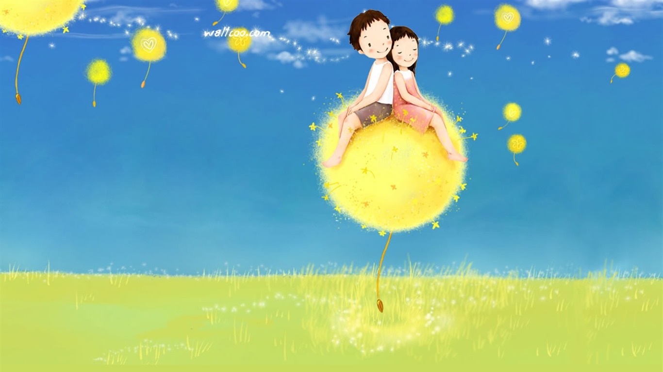Webjong warm and sweet little couples illustrator #2 - 1366x768