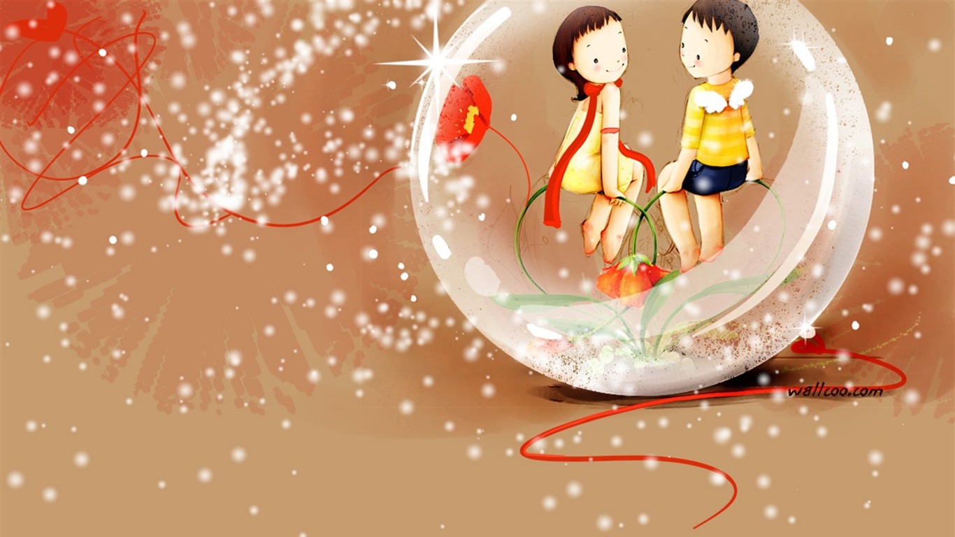 Webjong 溫馨甜蜜小情侶插畫 #7 - 1366x768