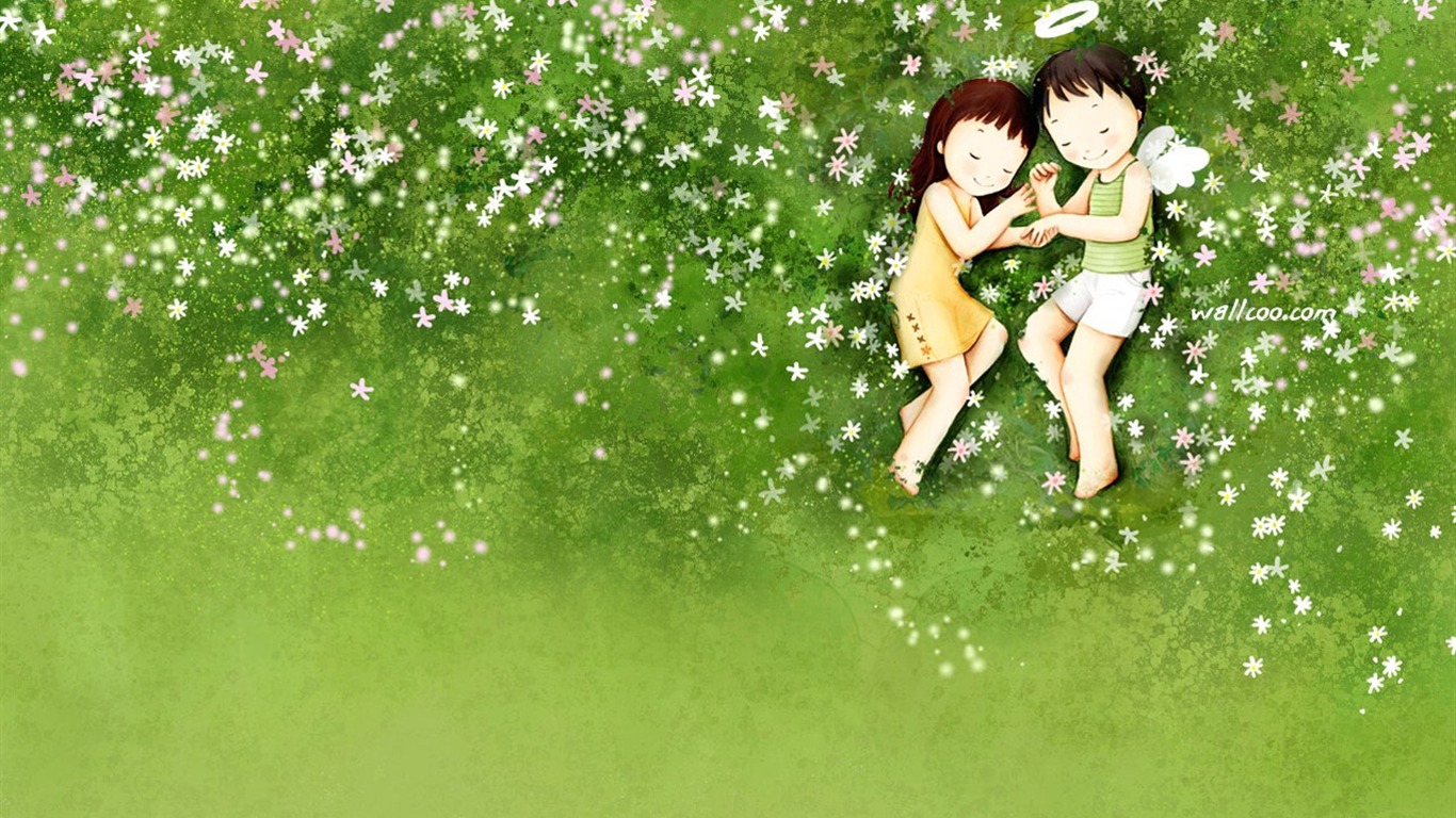 Webjong 溫馨甜蜜小情侶插畫 #10 - 1366x768
