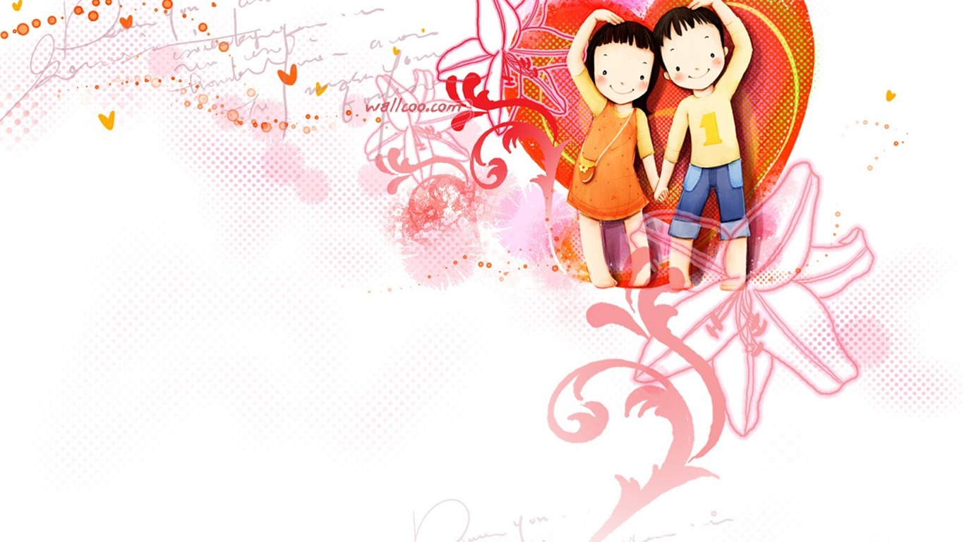Webjong warm and sweet little couples illustrator #11 - 1366x768