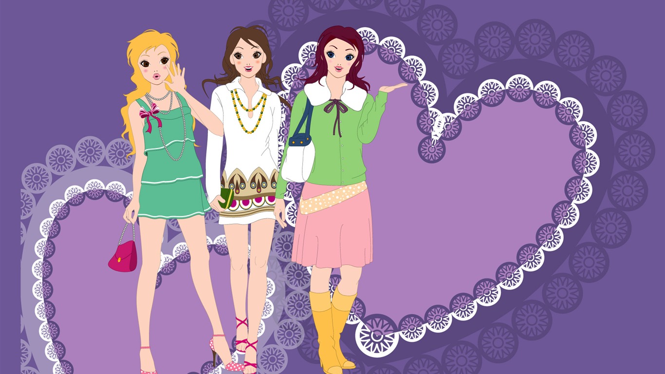 Vector urban women wallpaper (2) #19 - 1366x768