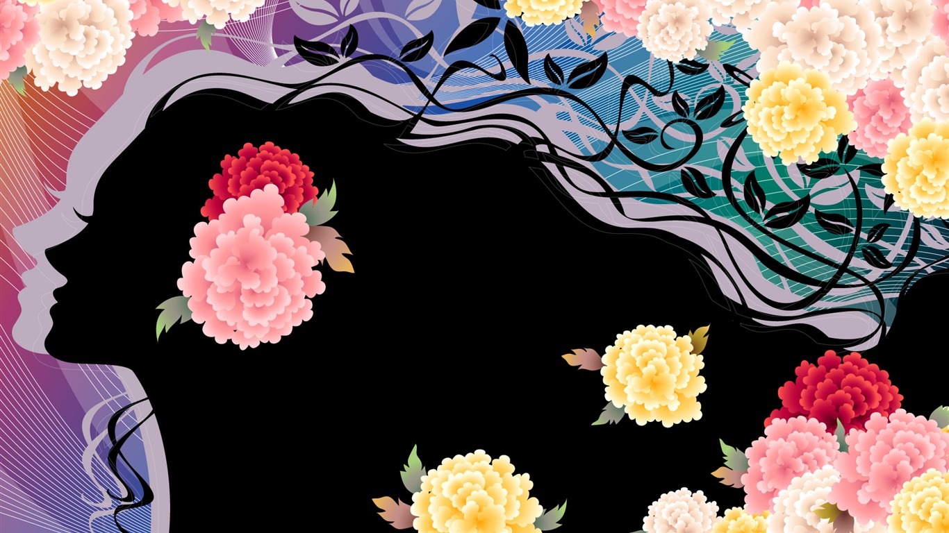 Vector happy childhood Wallpaper (7) #1 - 1366x768