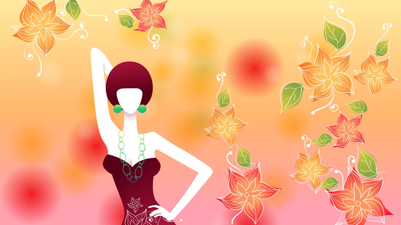 矢量女人花壁紙專輯(七) #4 - 1366x768