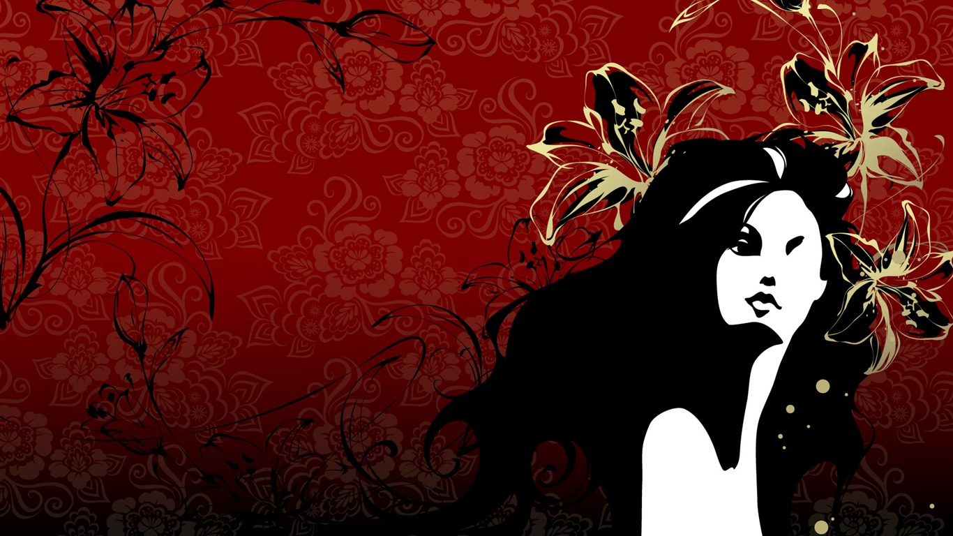 矢量女人花壁紙專輯(七) #11 - 1366x768