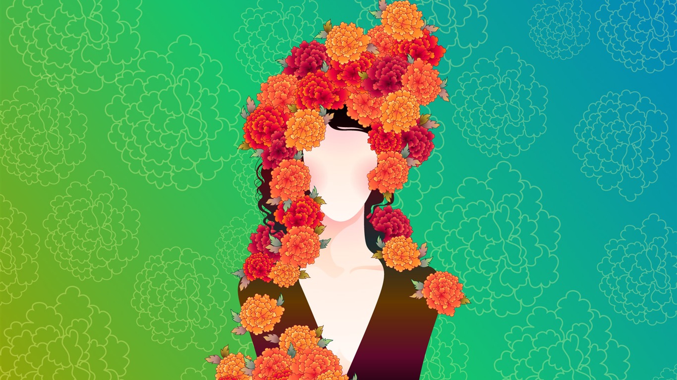 矢量女人花壁紙專輯(七) #20 - 1366x768