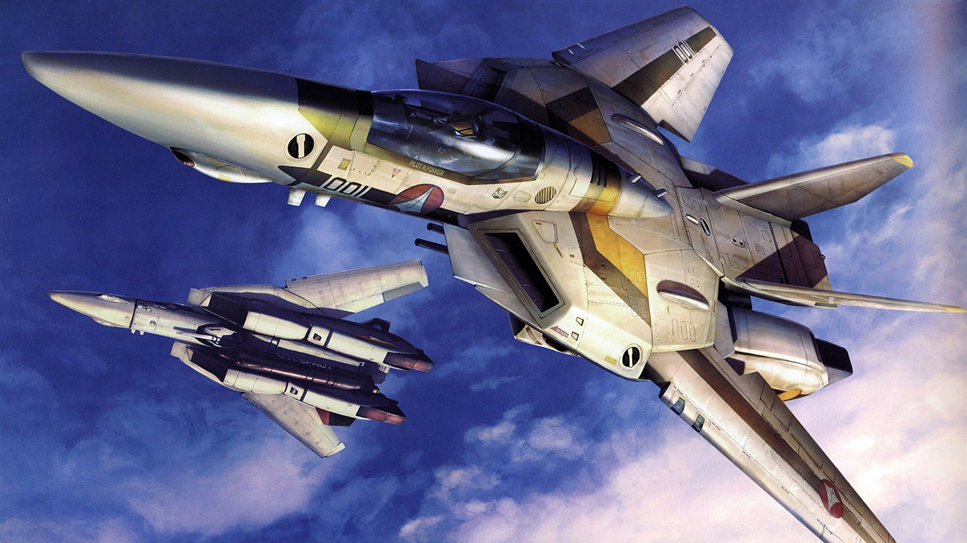 Fond d'écran de combat Macross (2) #2 - 1366x768