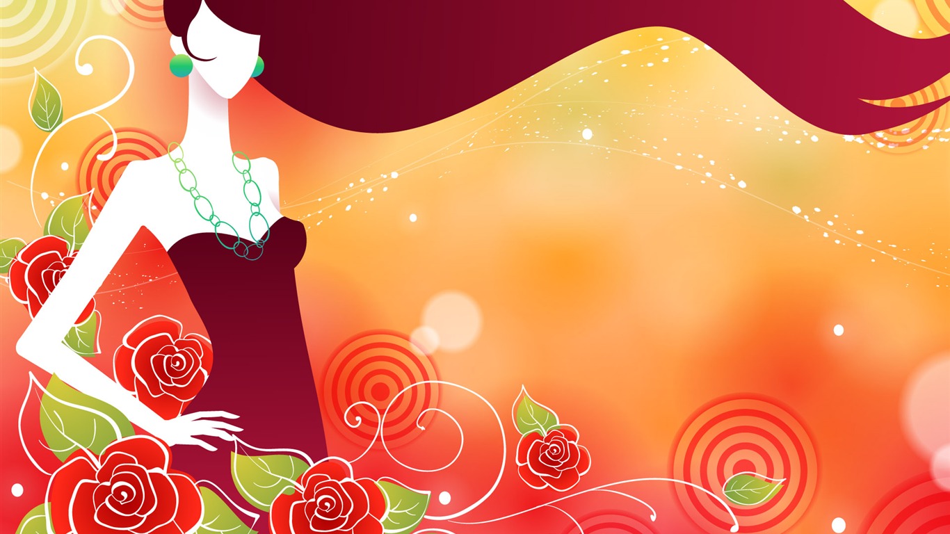 矢量女人花壁紙專輯(八) #1 - 1366x768