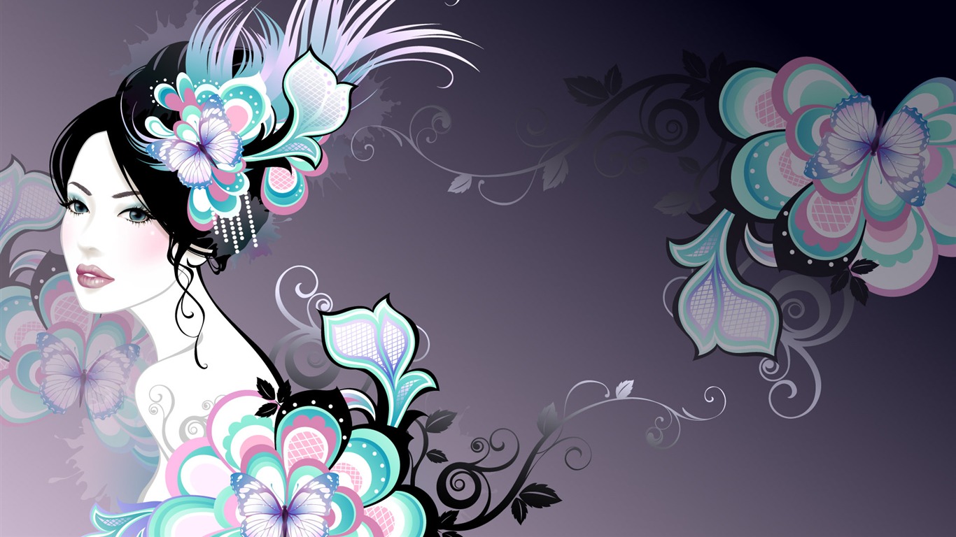 Vector happy childhood Wallpaper (8) #5 - 1366x768