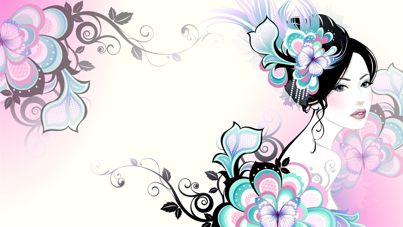 矢量女人花壁紙專輯(八) #6 - 1366x768