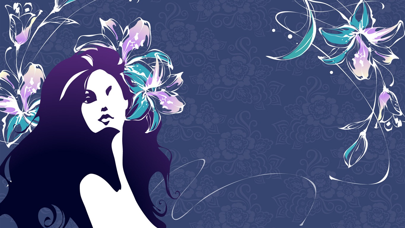 矢量女人花壁紙專輯(八) #14 - 1366x768