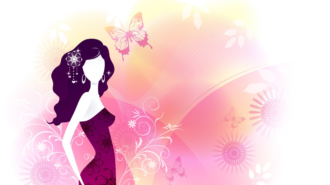 矢量女人花壁紙專輯(八) #15 - 1366x768