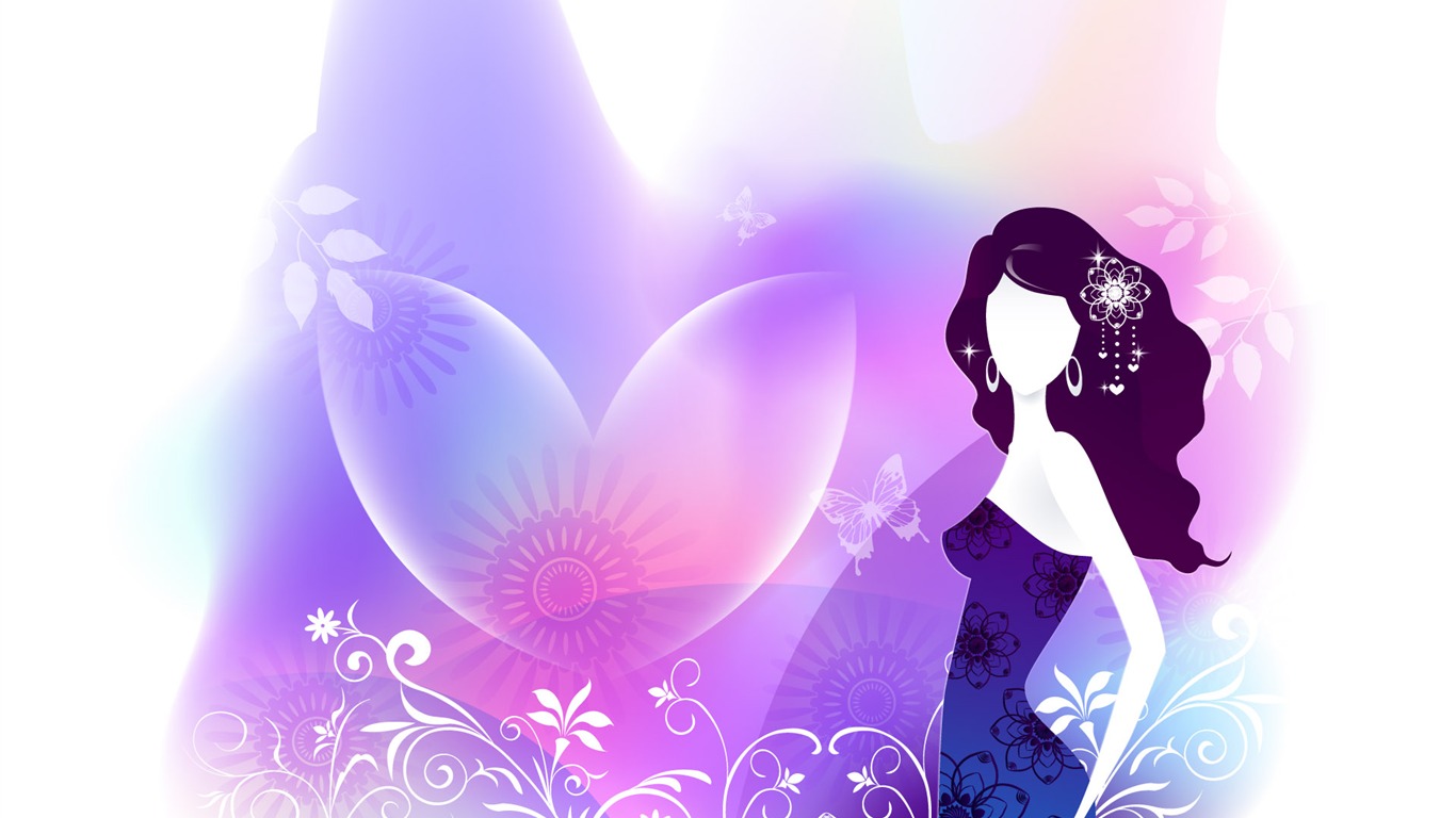 矢量女人花壁紙專輯(八) #16 - 1366x768